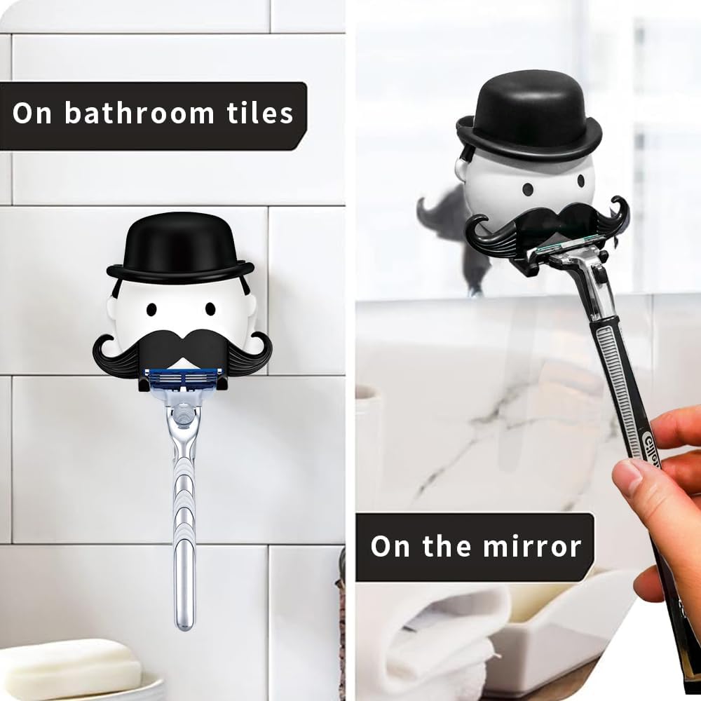 Suction Cup Shaver Holder, Gentleman Shaver Holder, Suitable for Shower, Bathroom, Bathroom, Unique Gift