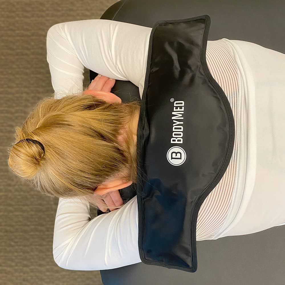 BodyMed Reusable Gel Ice Pack Cold Compress for Neck - Professional Grade Cold Therapy for Injuries, Aches, Swelling, Bruises, Sprains - 21 in. x 6 in. (Neck Contour)