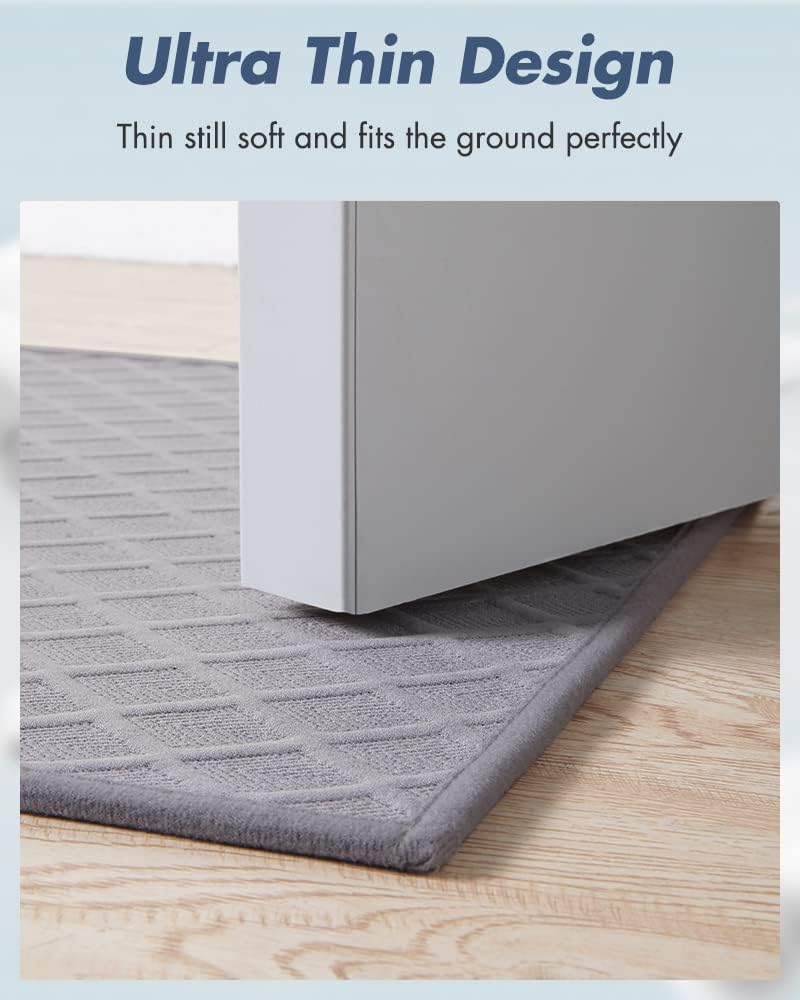 AMOAMI Bath-Mat,Ultra Thin Bath-Rugs Runner,Rubber Backed Bath Mats for Bathroom Non Slip,Absorbent Bath Rug for Bathroom Floor, Shower, Sink 2'x 4'(24" x 47") Grey