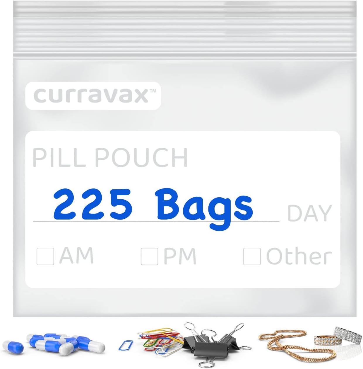 Pill Bags Pack of 225- BPA Free 3 x 2.75 inch Pill Pouch - Pill Pouches for Medicine with Write on Label –Clear Ziplock Pill Baggies for Travel Medicine Organizer