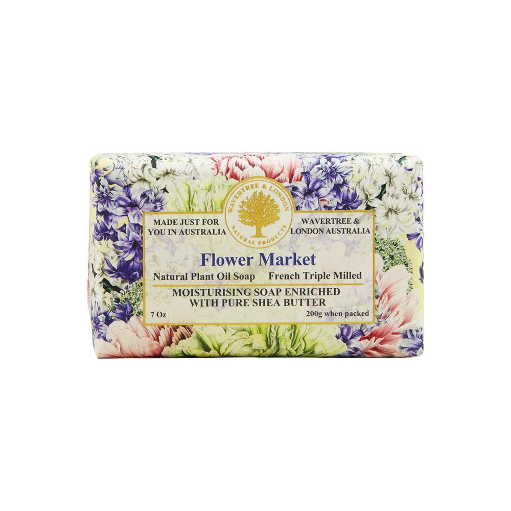 Wavetree & London Flower Market Scented Natural Soap Bar - 200g/7oz French Triple Milled Bar Soap