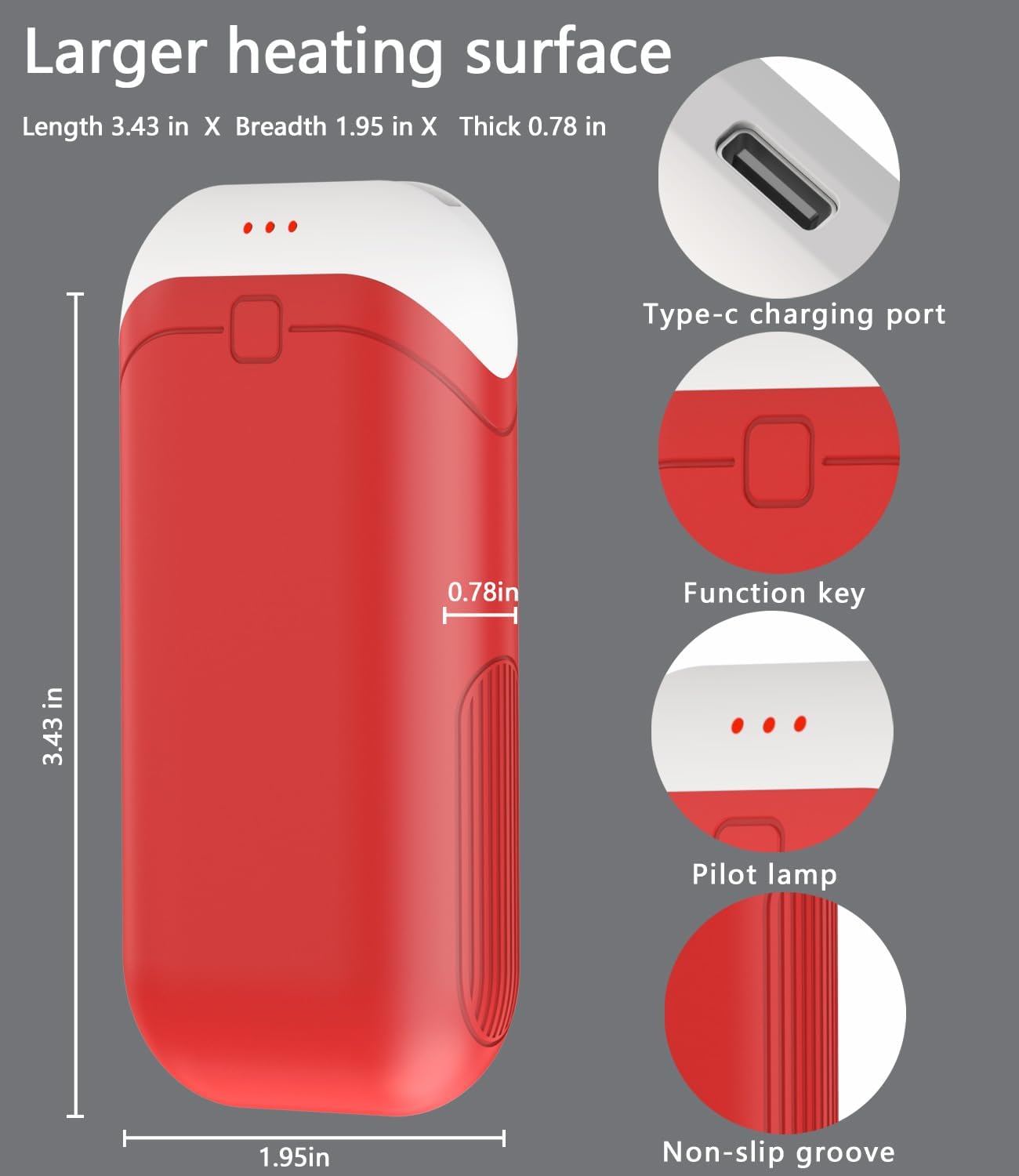 Hand Warmers Rechargeable [Double-Sided Heating] [Equipped with Heat-conducting Silicone][Shockproof] Suitable Skiing for Golf Hunting Hiking Outdoor Camping