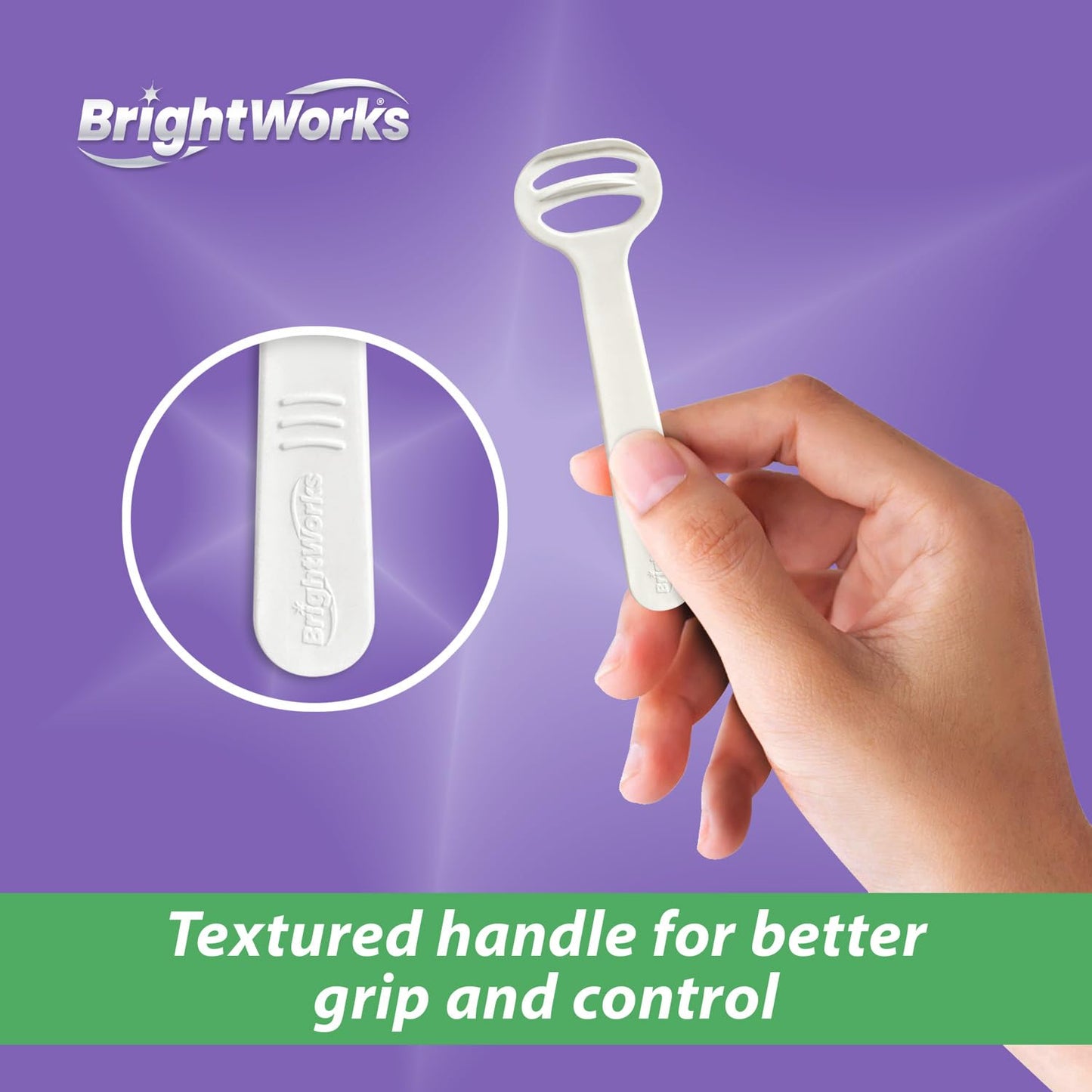 Brightworks Disposable Tongue Scraper for Adults – 96 Count Hygienic Tongue Cleaner for Fresh Breath – Recycled Plastic, Curved Design Tongue Cleaner – Travel-Friendly