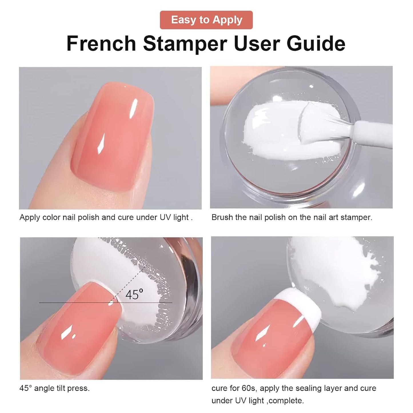 8PCS Nail Art Stamper Clear Silicone Nails Stamping Jelly with Scraper Transparent Visible Body DIY Manicure Nail Art Tool M