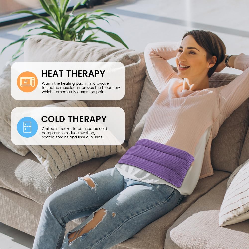 Microwave Heating Pad 6 x 12 Heating Pad Mini Microwave, Microwave Bean Bag Heating Pad for Neck and Shoulders, Moist Heat Pack Pillow Warm Compress for Knee, Joints, Wrist (Purple) - 2 Pack