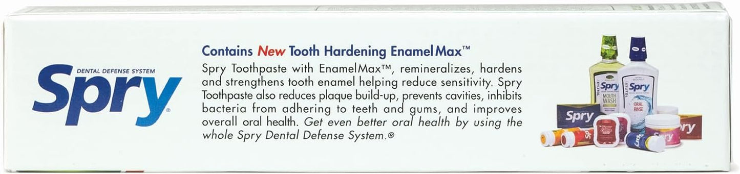 Spry Natural Xylitol Toothpaste 5oz for Adults and Kids with Fluoride, Gentle for Sensitive Teeth Whitening and Remineralizing, Breath Freshening, Mouth Moisturizing, Spearmint (Pack of 1)