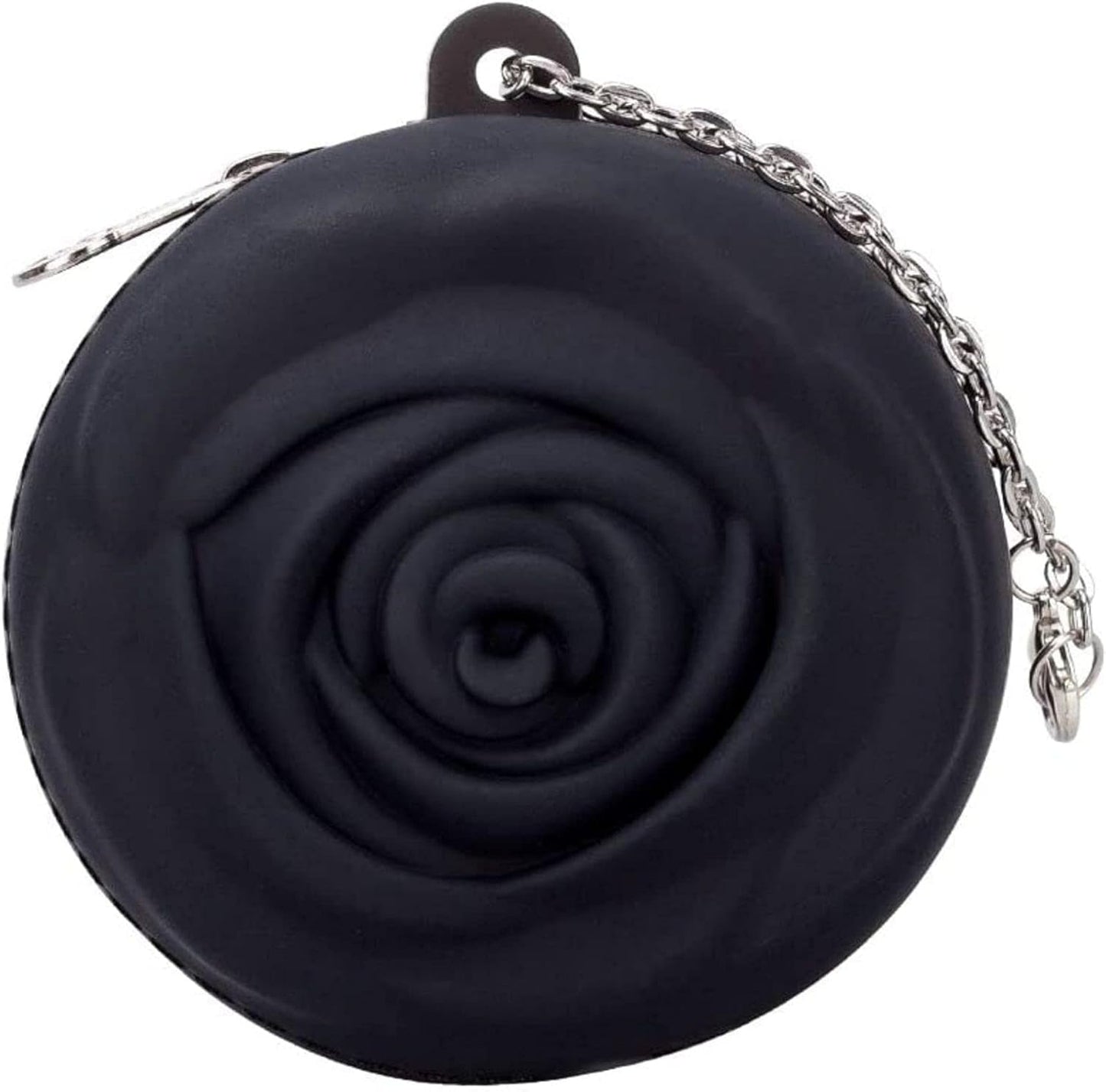 Menstrual Period Cup Case Storage Bag | Rose Design + Silicon Material | Easy to Carry, Clean, and Daily Use + Metal Chain + Reusable Zero Waste Period (Black)