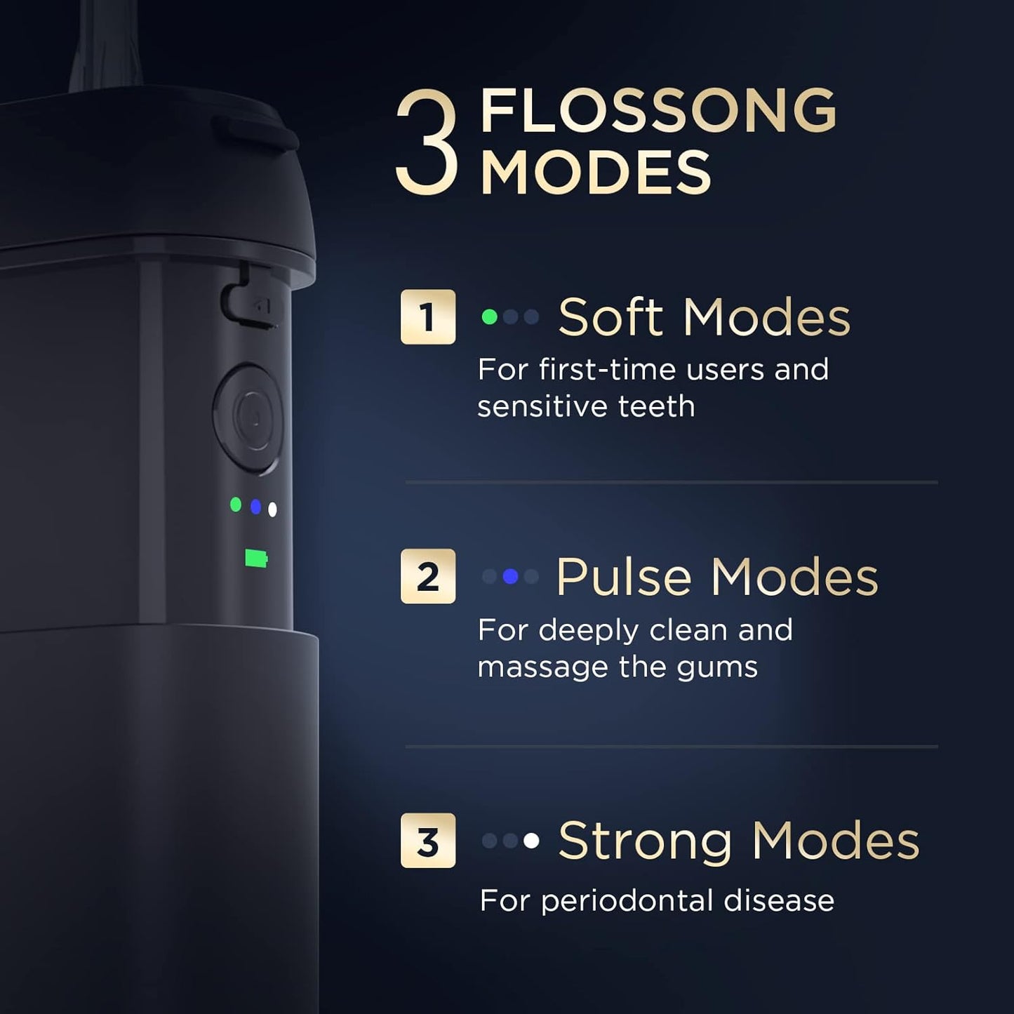 Water Flosser [ Mini Cordless Portable ] Oral Irrigator Water Teeth Cleaner Pick, Telescopic Water Tank, 3 Modes & IPX7 Waterproof, Home & Travel Water Floss for Teeth, Braces Bridges Care (Black)