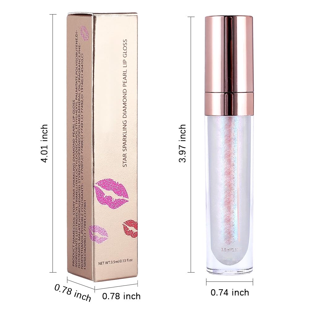 evpct 1Pcs Light Pink Pearlescent Chameleon Shimmer Glitter Lipstick Lip Gloss, Long Lasting Waterproof Glitter Metallic Sparkly Glossy Lip Gloss Tint Liquid Lipsticks Set Lip Stain Makeup for Women
