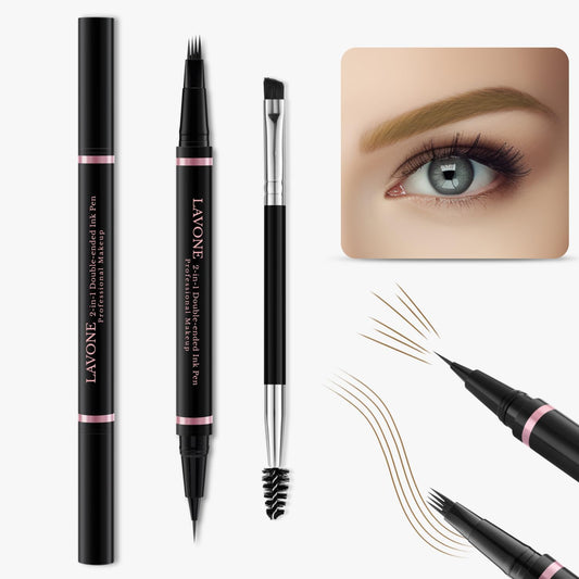 Eyebrow Pencil,2-in-1 Waterproof Eyebrow Pen with 4 Tip Brow Pen and Ultra-Precise Brow Pencil,with Dual-ended Eyebrow Brush,Eyebrow Makeup for Natural Looking Eyebrows - Auburn