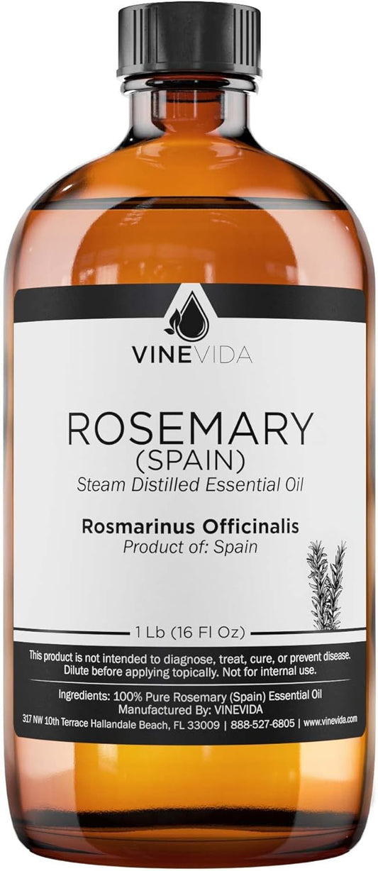 VINEVIDA Rosemary Spain Essential Oil - 16 oz - Undiluted - DIY Candle Scents - Bulk for Soap Making