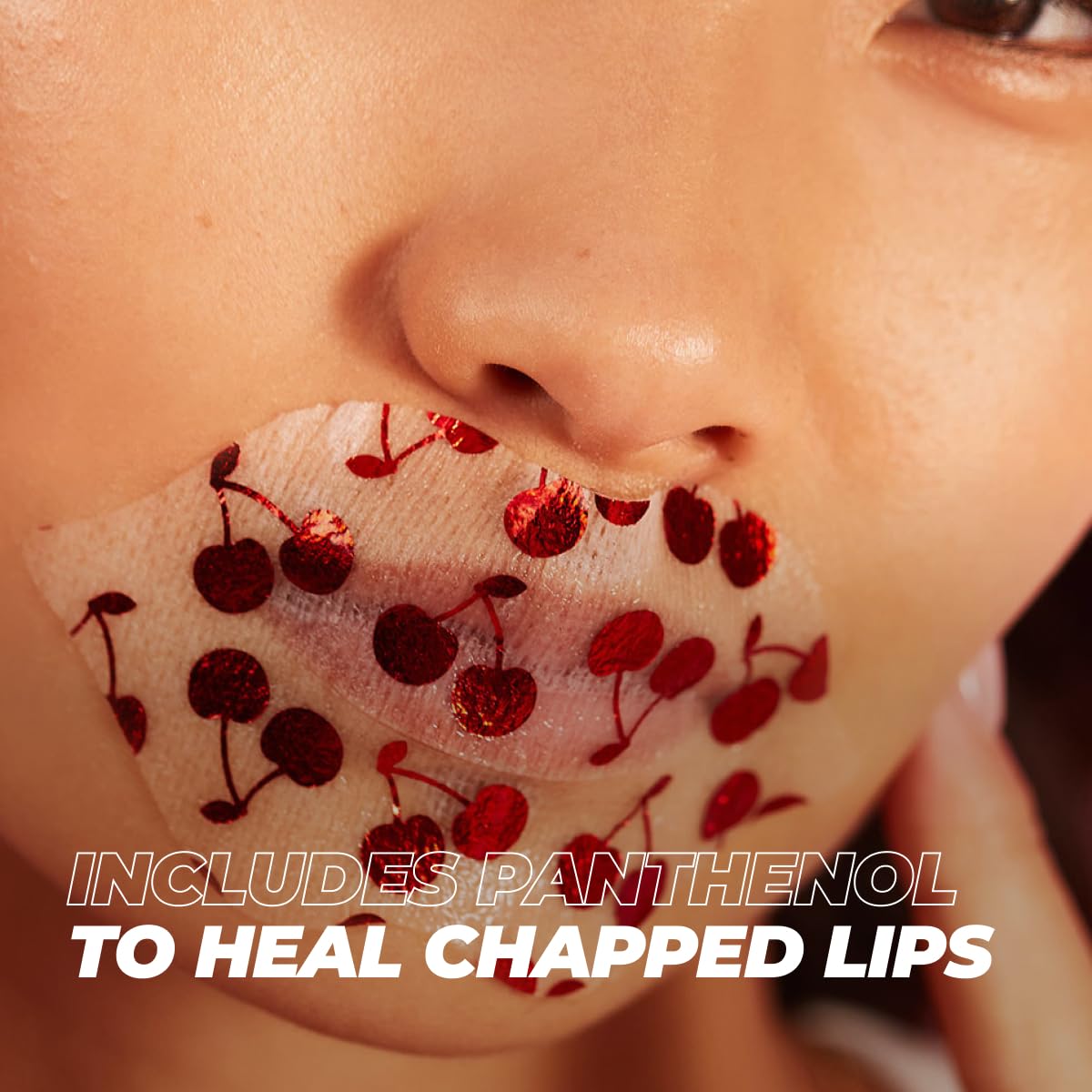 Vitamasques Lip Mask, 3-Pack - Cherry Vegan Collagen Lip Mask Sheets, Repair for Dry & Chapped Lips - Nourishing & Hydrating - Wild Cherries & Hyaluronic Acid - Vegan & Cruelty-Free Korean Skin Care