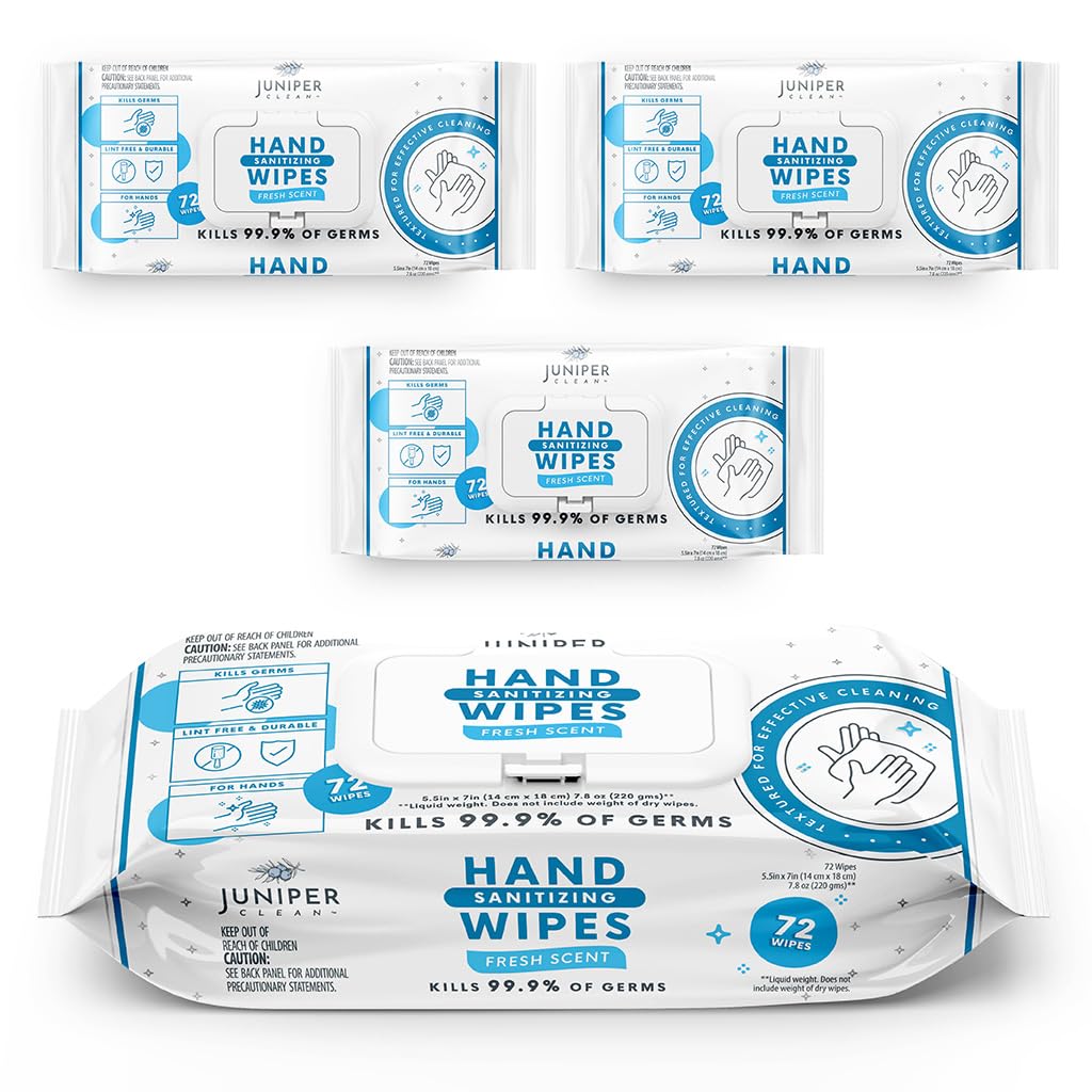 3 Pack Hand Sanitizing Wipes, Alcohol Free 216 Count Disposable Hand Sanitizer Wipes, Fresh Scent, Lint Free & Durable