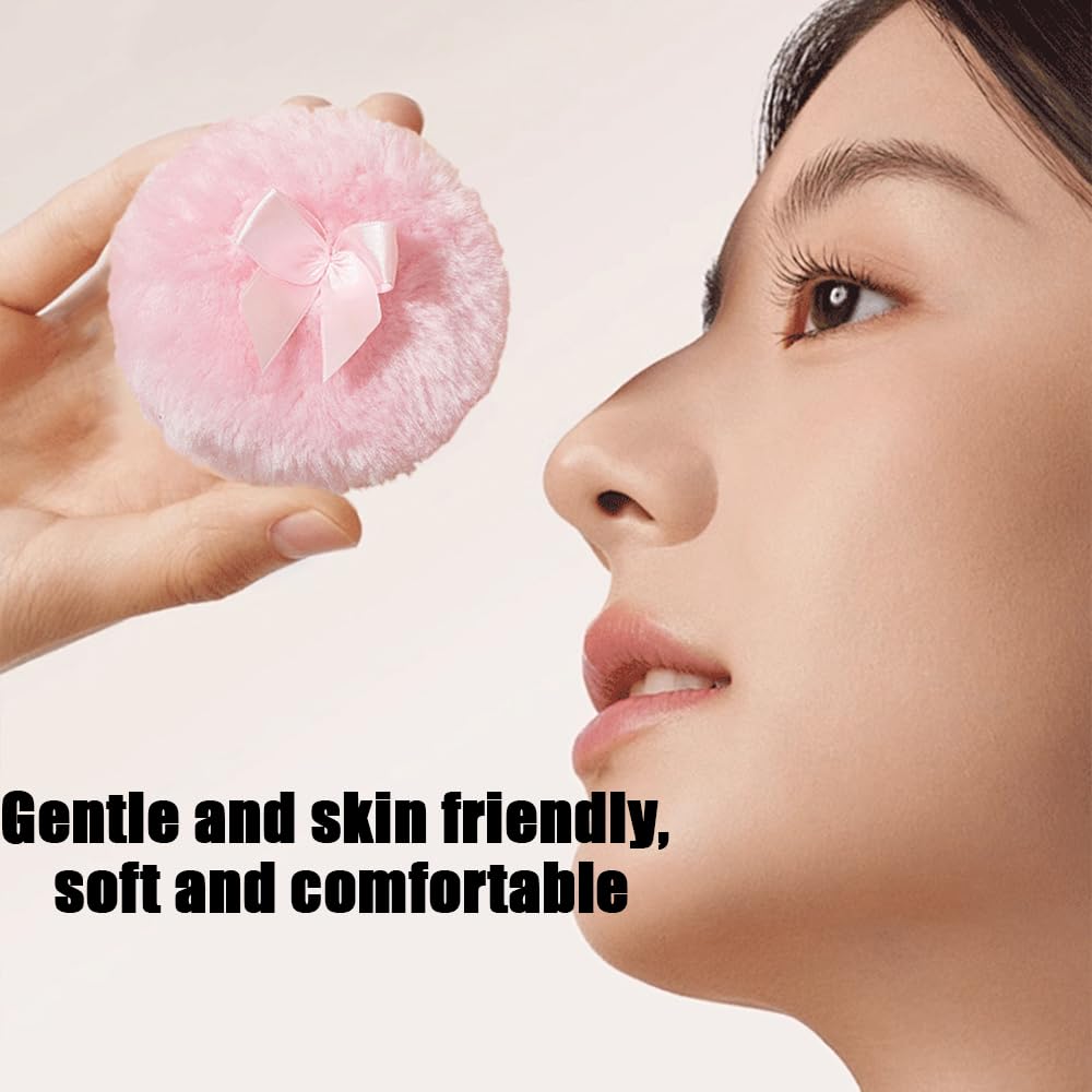 Luxury 4 Inch Glass Loose Powder Container with 2 Soft 3.5" Puffs｜Non-Sealed Refillable Organizer Storage for Body Powder Makeup & Jewelry & Setting Applicator(Crown-Clear)