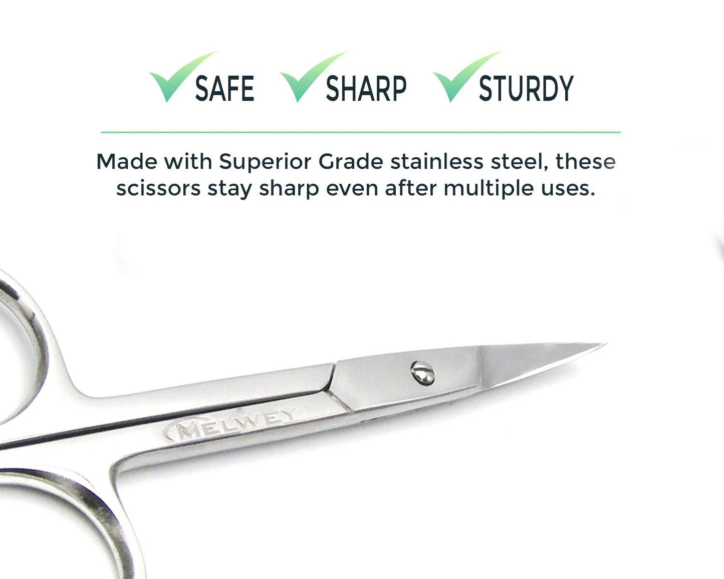 Eyebrow Scissors & Small Cuticle Scissors, Curved Blade Manicure TSA Scissors. Stainless-Steel Scissors for Eyelashes, Facial Hair, Pubic, Men Moustache & Beard.