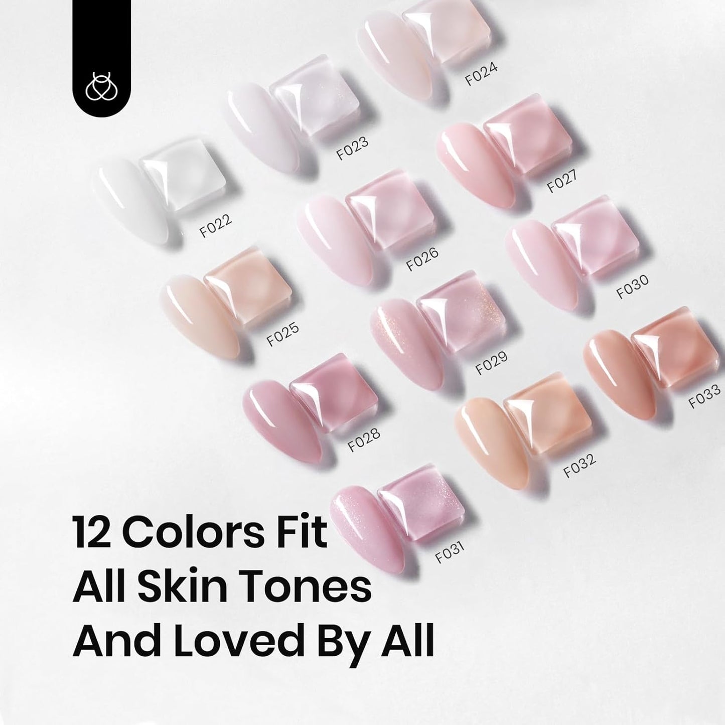 Beetles 12 Color Rubber Base Gel Polish, Nude Gel Nail Polish 5 in 1 Nude Porcelain Doll Pink Strengthener Soak Off U V Nail Art Design DIY at Home Gifts for Women