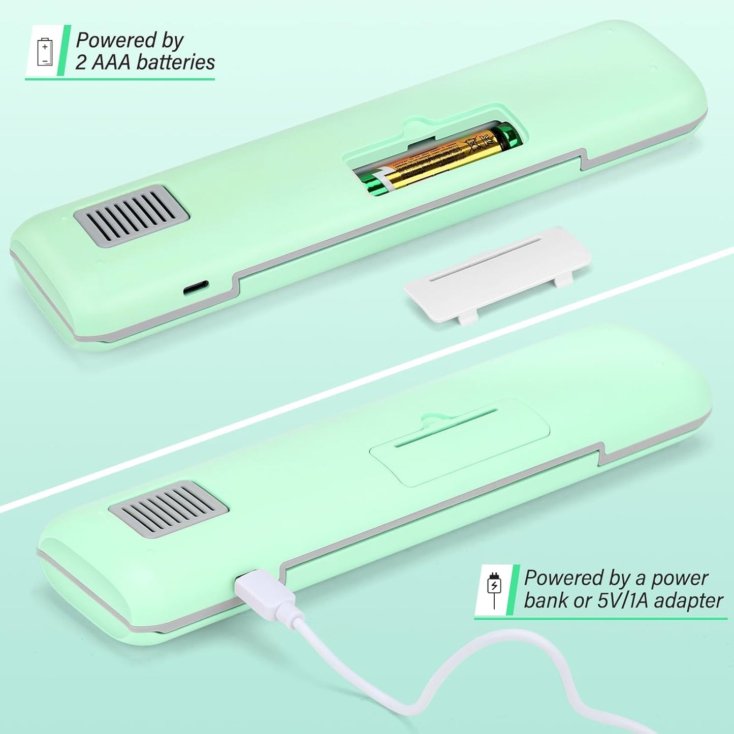 YourMate UVC Toothbrush Sanitizer Case Travel Toothbrush Covers Case for Traving or Business Trip Power by AA Battery or USB-C Cord Green