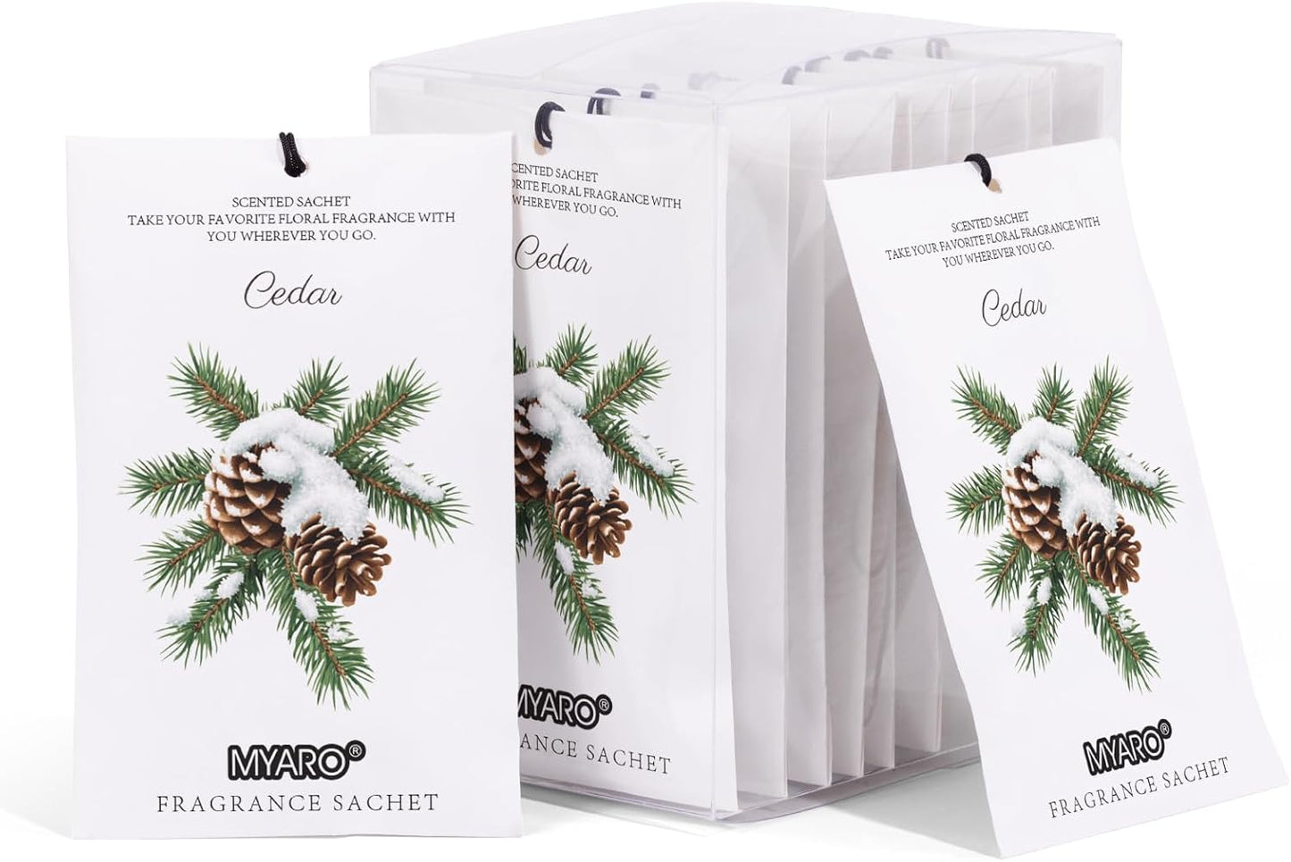 MYARO 12 Packs Cedarwood Scented Sachets for Drawer and Closet, Long-Lasting Closet Sachet Bags Drawer deodorizers Fresh Scents, Home Fragrance for Lover