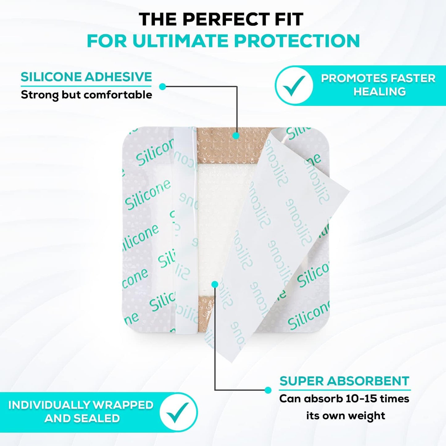 MedVanceTM Silicone - Bordered Silicone Adhesive Foam Dressing, Size 3"x3", (1.8"x1.8" pad), Box of 10 dressings