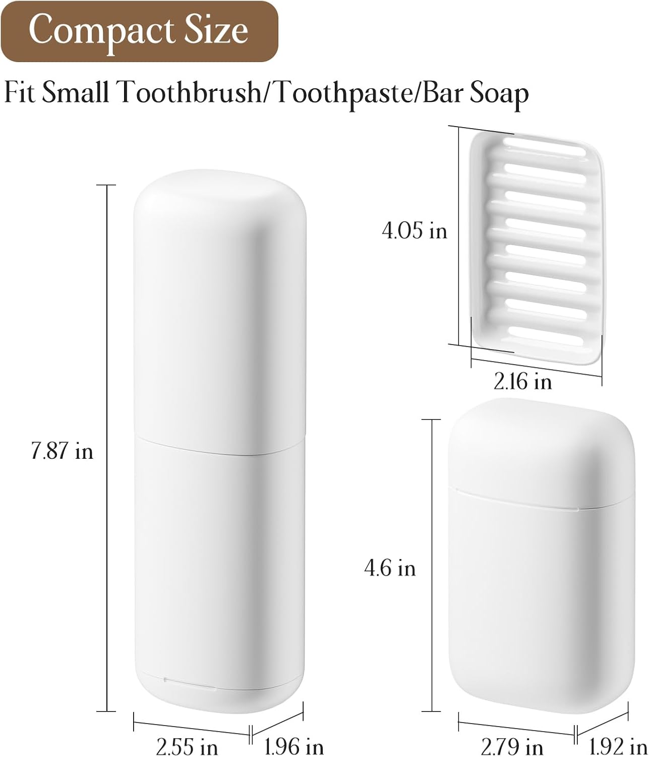 2Pack Travel Soap Case Container, Portable Toothbrush Travel Case with Cup, Tooth Brush Soap Bar Case Set for Traveling, Bathroom, Camping, Gym, White