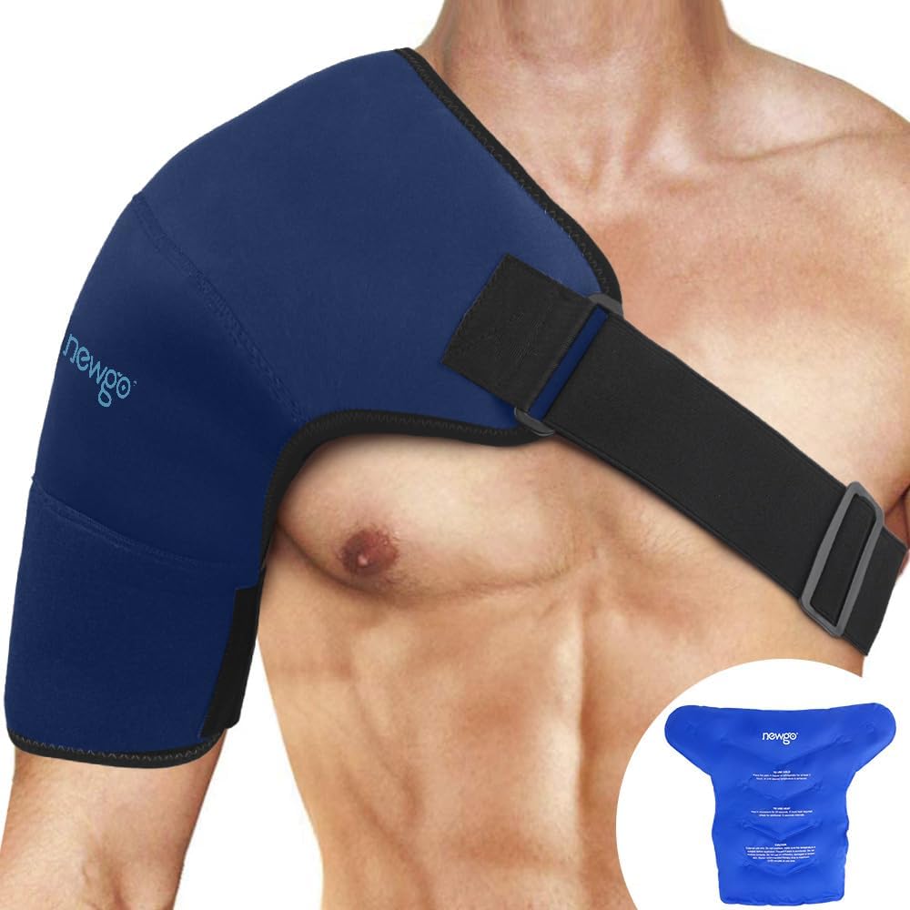 NEWGO Shoulder Ice Pack Rotator Cuff Cold Therapy Reusable Cold Pack Shoulder Ice Wrap for Pain Relief, Recovery After Surgery, Swelling - Extra Large Size (Dark Blue)