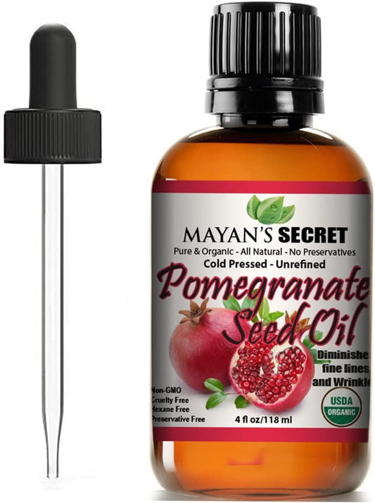 Mayan's Secret Pure Carrier and Essential oils for Skin Care, Hair, Body Moisturizer for Face-Anti Aging Skin Care (Pomegranate Seed Oil Organic, 4oz)