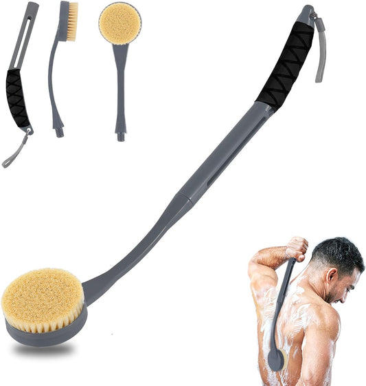 Back Scrubber for Shower,20.5" Bath Brush Long Handle for Deep Cleaning,Back Brush for Shower Men Women(Grey)