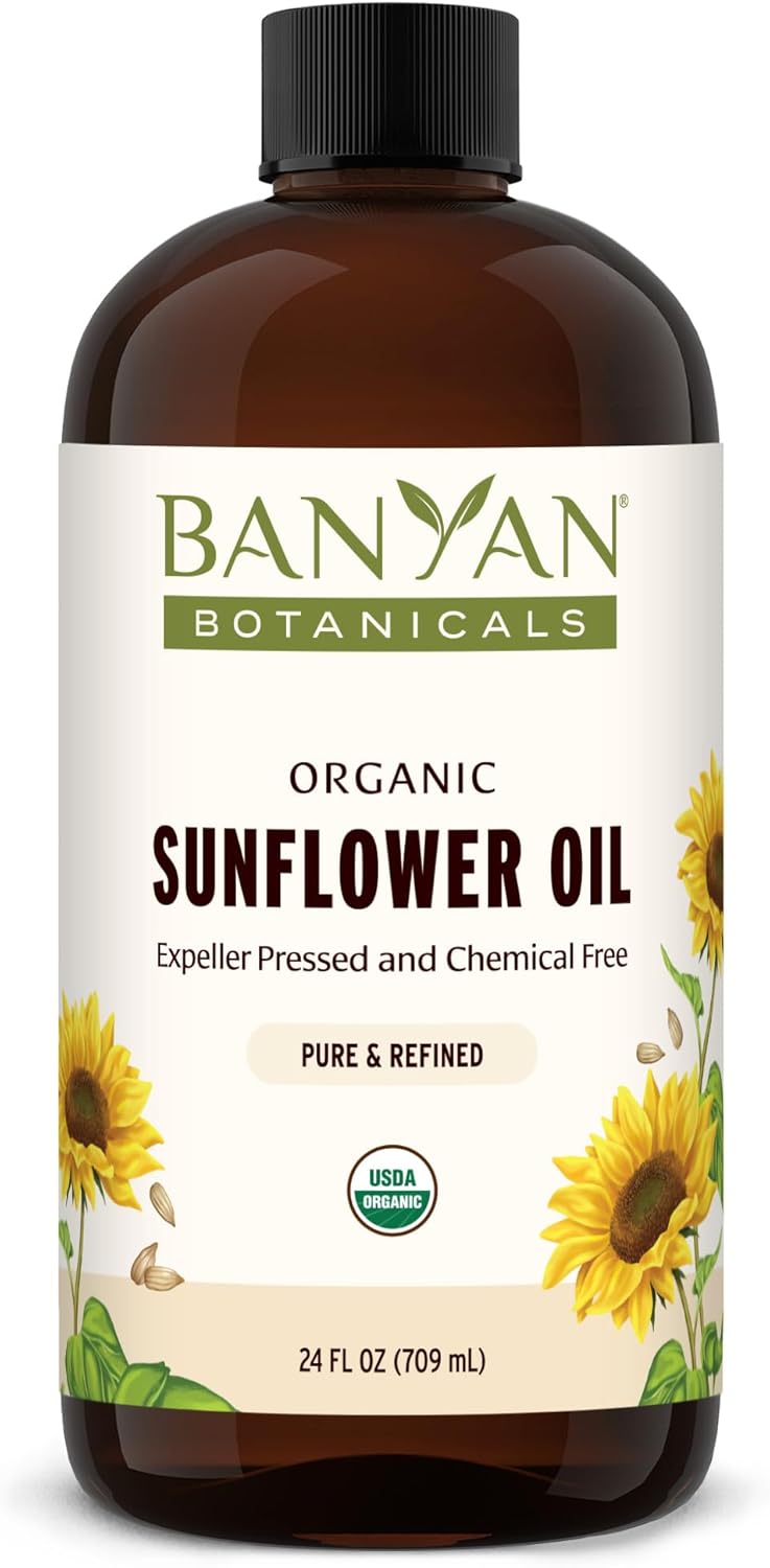 Banyan Botanicals Sunflower Oil – Pure & Organic Sunflower Seed Oil for Skin, Body, Hair & More – Multiple Sizes – 24 oz – Expeller Pressed Non GMO Chemical Free