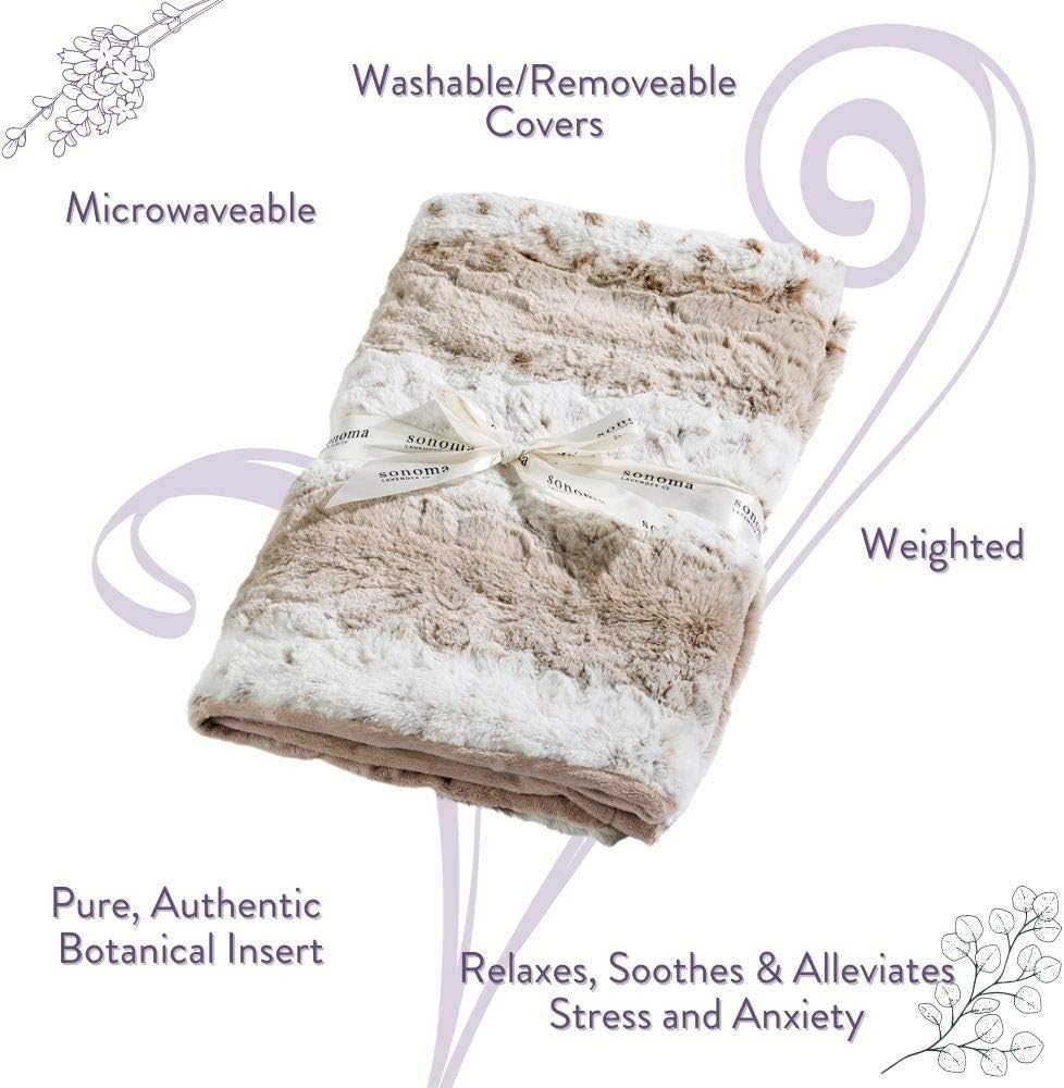 Sonoma Lavender Aromatherapy Spa Blanket Filled with Lavender Flowers and Flaxseed, Hot/Cold Microwaveable Heated Blanket for Soothing Muscles, Removable Washable Cover (44" x 18", Arctic Circle)