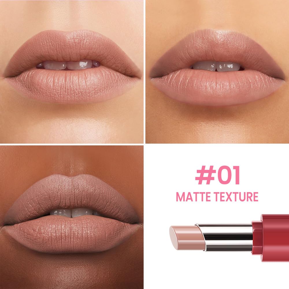 Honey Lipstick Tinted Lip Balm - Matte Tint Cream Lipsticks for All Skin Tones, Hydrating Lip Stain, Can be Buildable Blendable Nourishing Moisturizing Suitable for Women to Every Day Makeup 01