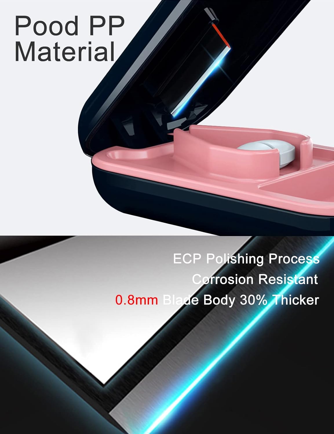 DUBSTAR Small Pill Cutter, Pill Cutter Splitter for Small and Tiny Pills, Portable Pretty Pill Cutters for Large Pills, Cuts Vitamins Tablets for Purse Pocket (2 PCS Pill Cutters, White+Pink)