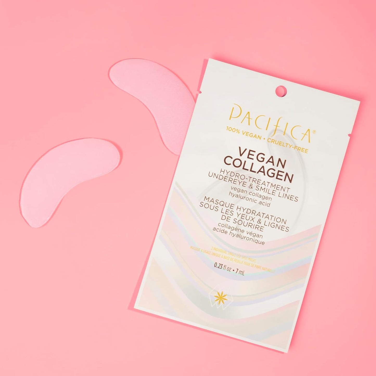 Pacifica Beauty Vegan Collagen Hydro Treatment Undereye and Smile Lines Mask, Skincare, Hyaluronic Acid, Anti Aging, Dark Circles, Hydrating, For Dry, Combination Skin, Face Care, Eye Masks (2 Pieces)