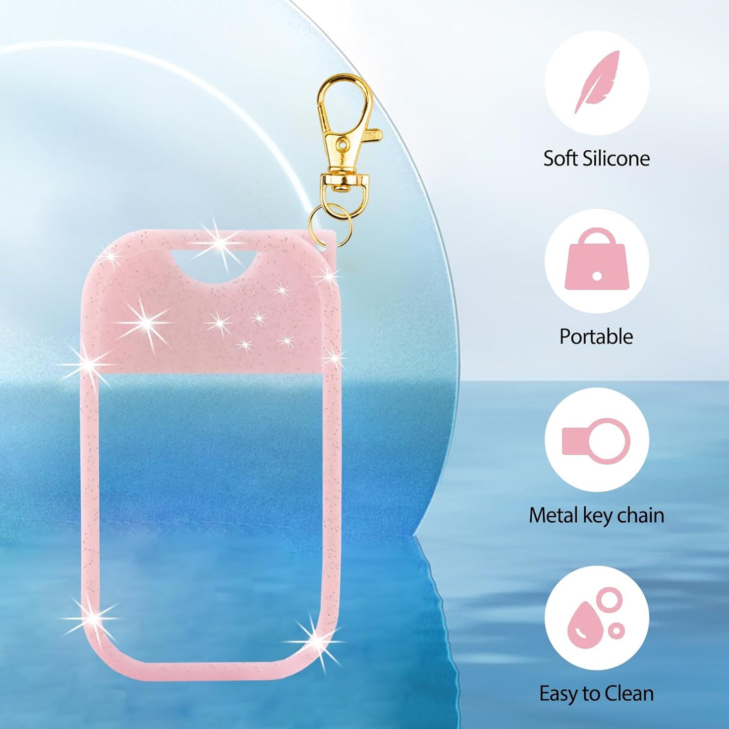 VANEST Silicone Case Compatible with Touchland Hand Sanitizer Spray, Protective Case with Keychain for Spray 1 fl oz