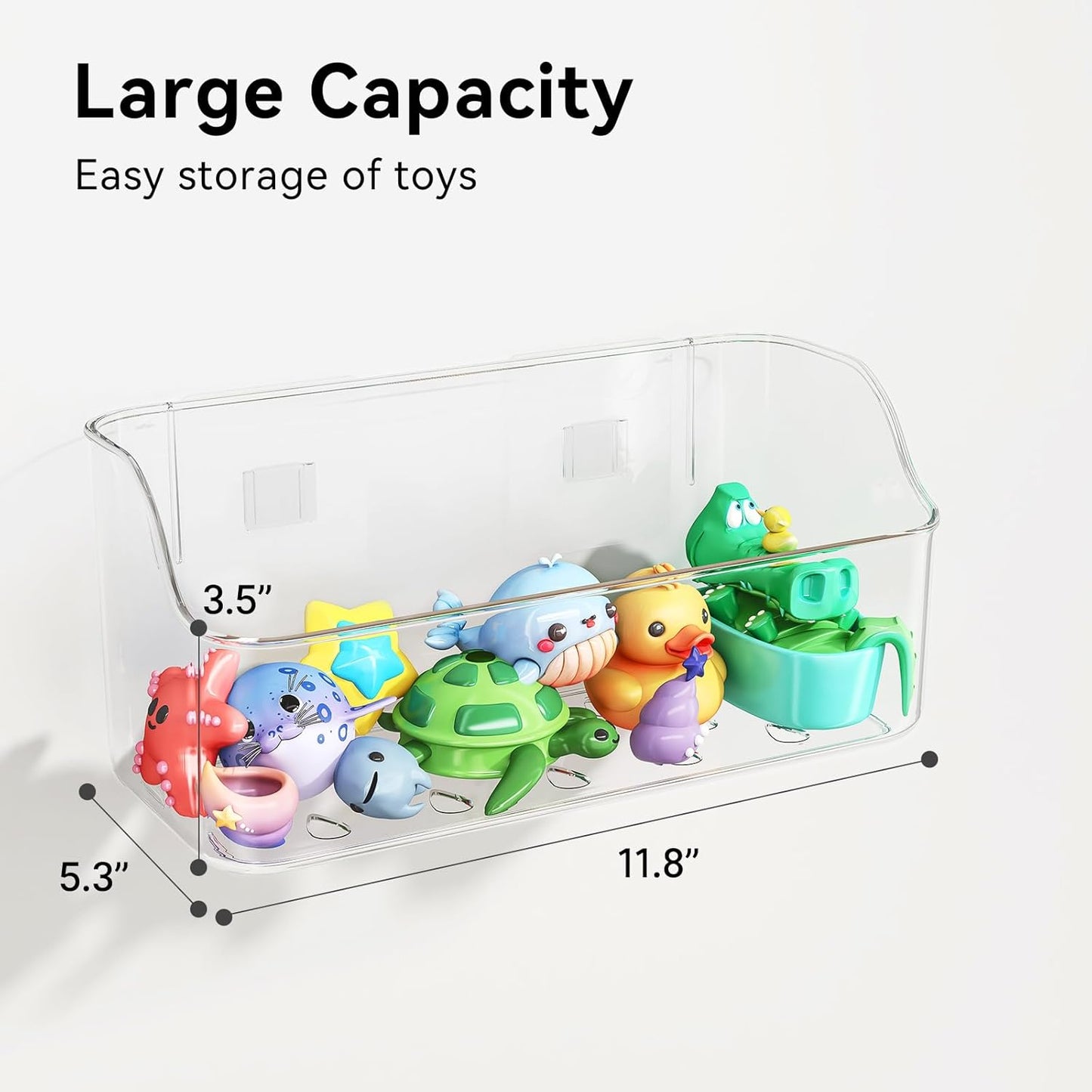 Bath Toy Storage Holder for Bathtub, 2 Pack Clear Bath Toy Organizer, Large Capacity Bathtub Toy Storage for Tub Bathroom