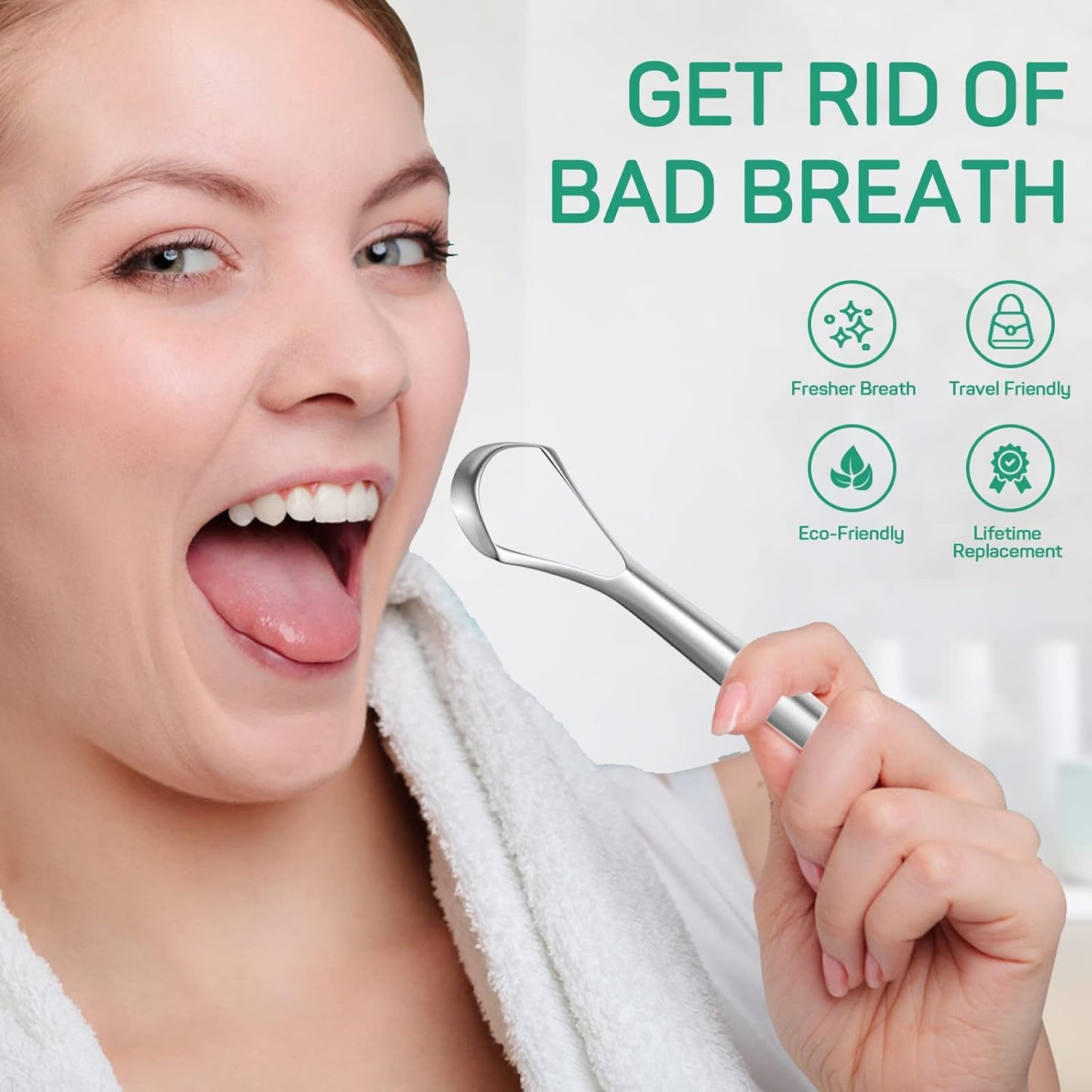 RONAVO Tongue Scraper Cleaner for Adults and Kids with Handy Travel Case, Professional Heavy Duty Scraper, Healthy Oral Care, Fights Bad Breath Odor, Easy to Use, 2 Sizes (4 Pack)