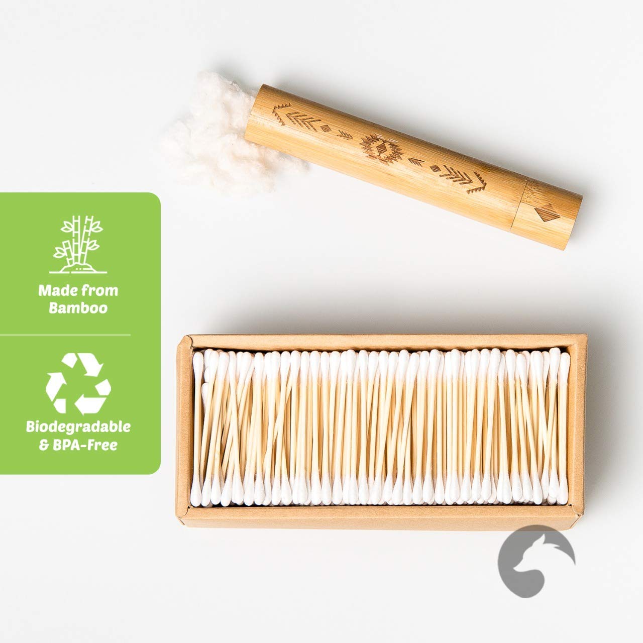 Bamboo Cotton Swabs 500 Count | Biodegradable & Organic Cotton Buds | Double Tipped Sticks | 100% Eco-Friendly & Natural | Perfect for Makeup & Nail Applications, Arts & Crafts, Removing Dust & Dirt…
