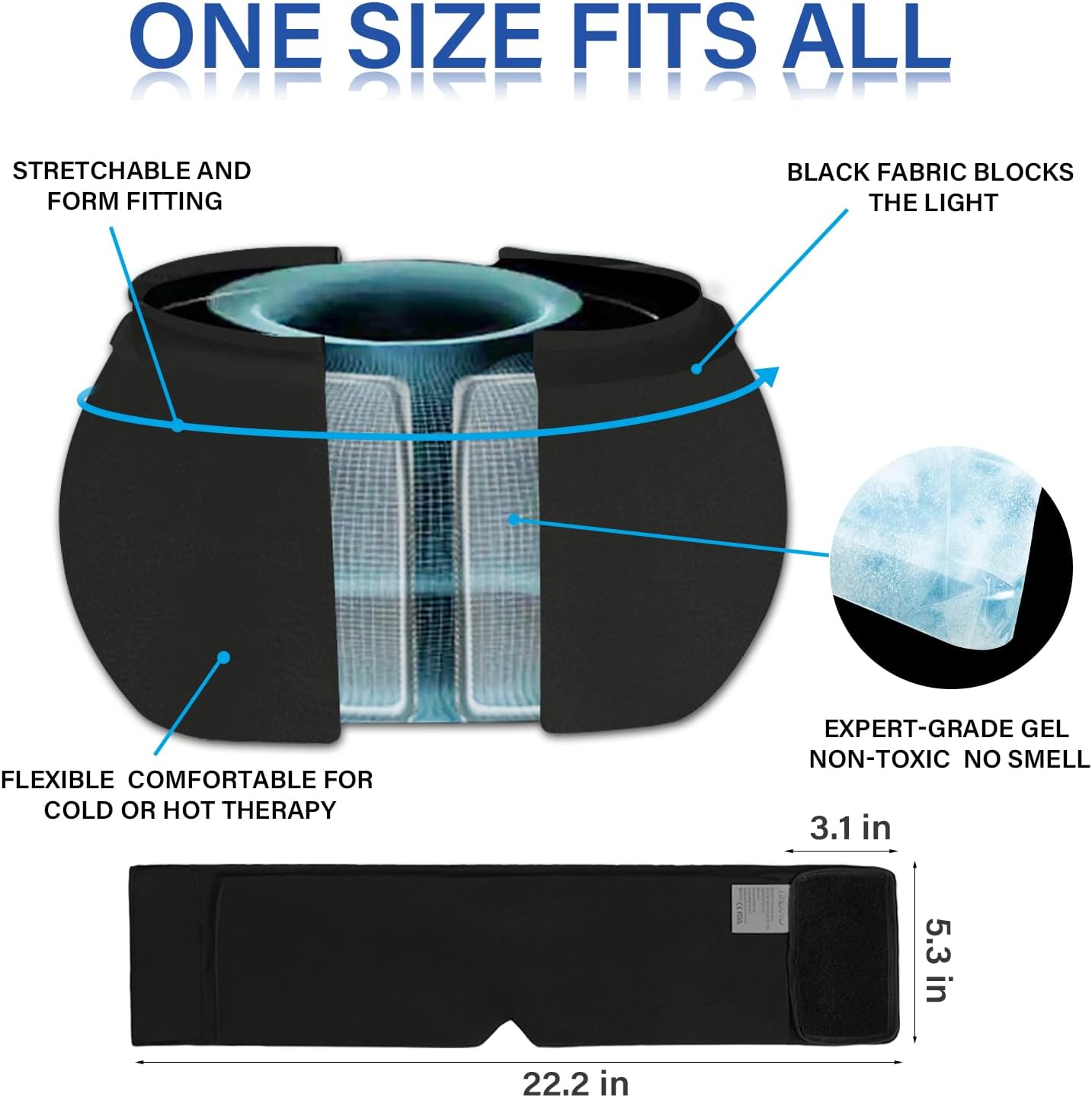 iTHERAU Migraine Relief Cap, Soothing Headache Hat, Gel Ice Pack Head Wrap with Hot and Cold Therapy, Headache Relief Cap for Sinus, Puffy Eyes, Tension and Stress Relief