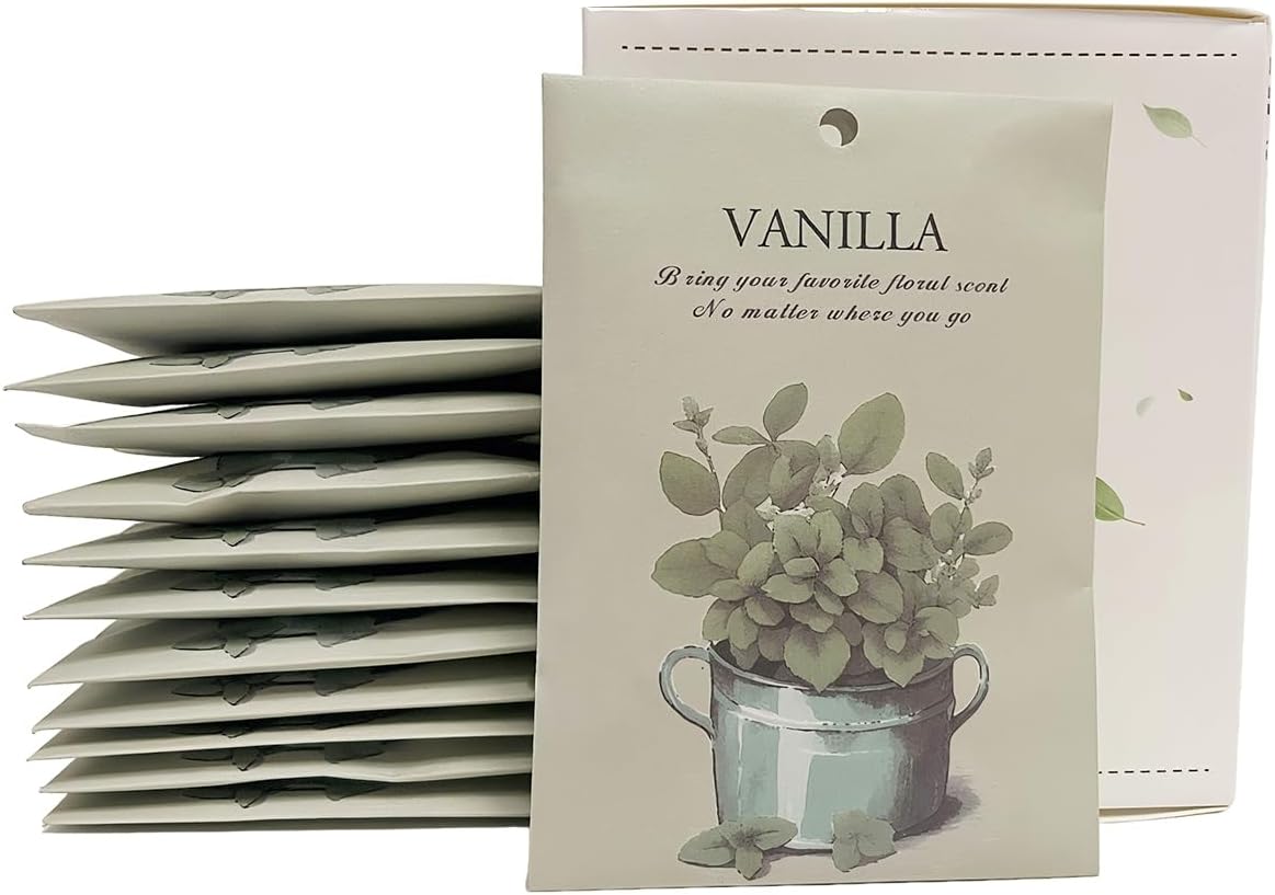 Vanilla Scented Sachet Bags - 12 Pack Home & Car Freshener, Odor Eliminator for Closets, Rooms, Drawers, Wardrobes, Toilets, Long - Lasting 360 - Day Fragrance