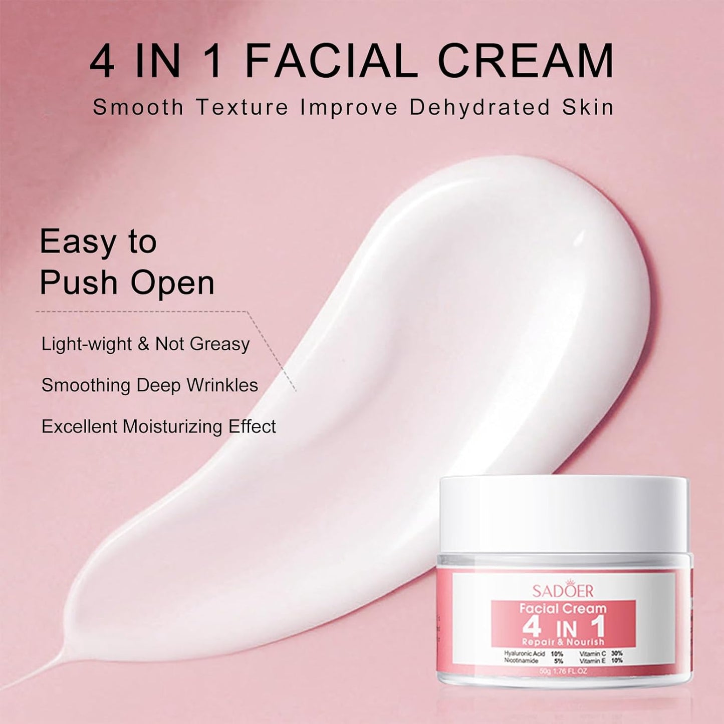 4 IN 1 Face Care Kit, Gifts for Women, Anti Aging Skin Care Set, Reduce Wrinkles with Hyaluronic Acid, Niacinamide, Vitamin C, Vitamin E, Daily Skin Care Routine, Face Skin Care Kit for Women Gift