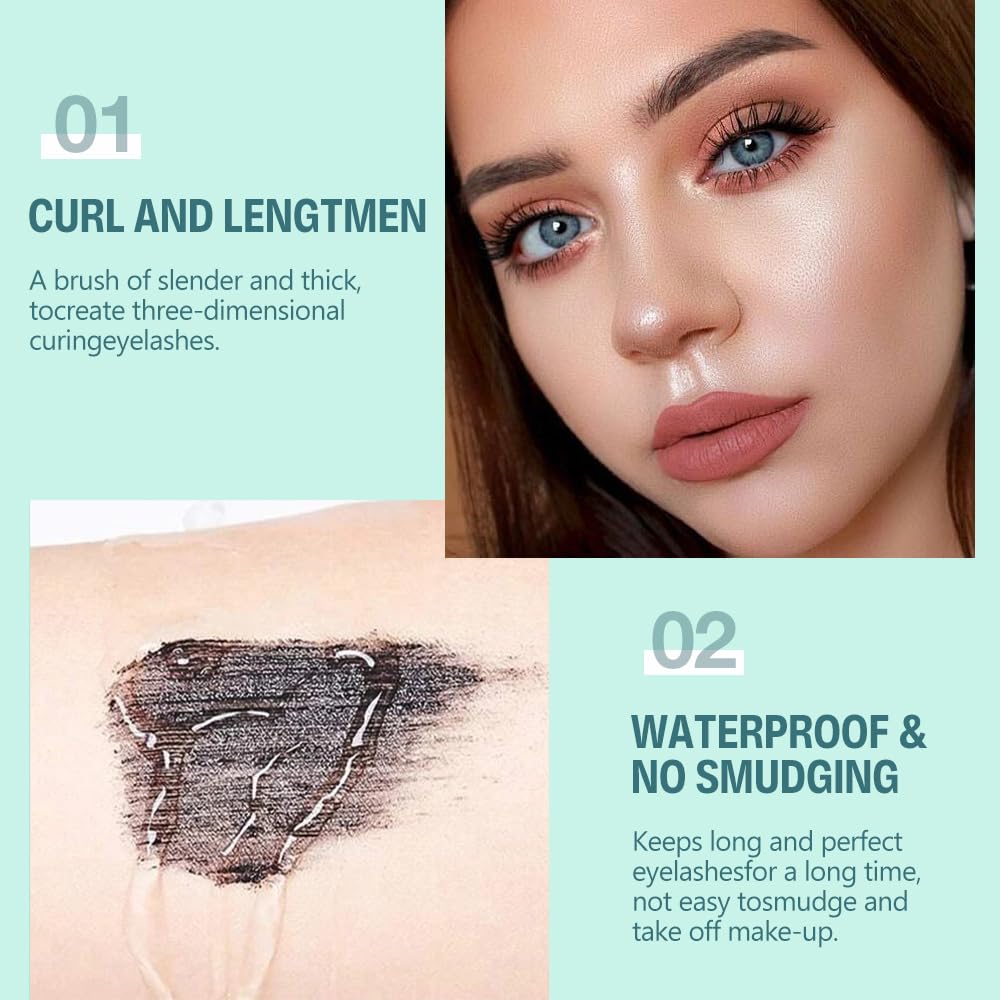 Voluminous Black Mascara - Buildable Lengthening, Curling & Defining for Dramatic Volume, Smudge-Proof 24H Wear, Cruelty-Free Blackest Black, Vegan, Waterproof