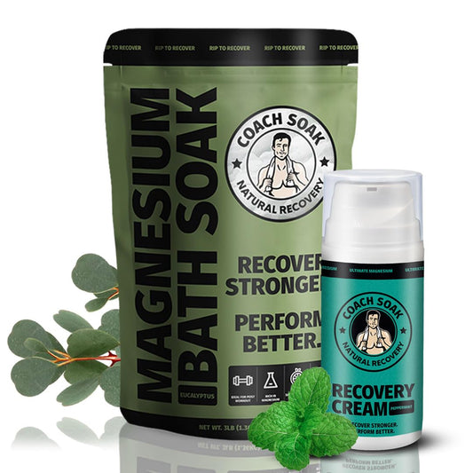 Coach Soak Epsom Salt Alternative Bath Soak & Cream with Magnesium Flakes - 1.61 lb (Pack of 2) - Cooling Peppermint - Foot Soak & Bath Salts for Relaxing Muscle Support & Skin Softening