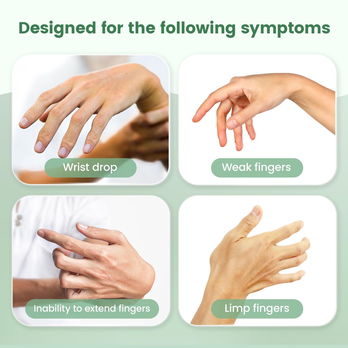 Radial Nerve Palsy Brace Splint for Finger Extension, Wrist Drop, Crutch Palsy, Mcp Arthroplasty, Radial Nerve Injury, Finger Limp, Stroke Recovery, Adjustable Hand Stabilizer fit Right & Left Hand
