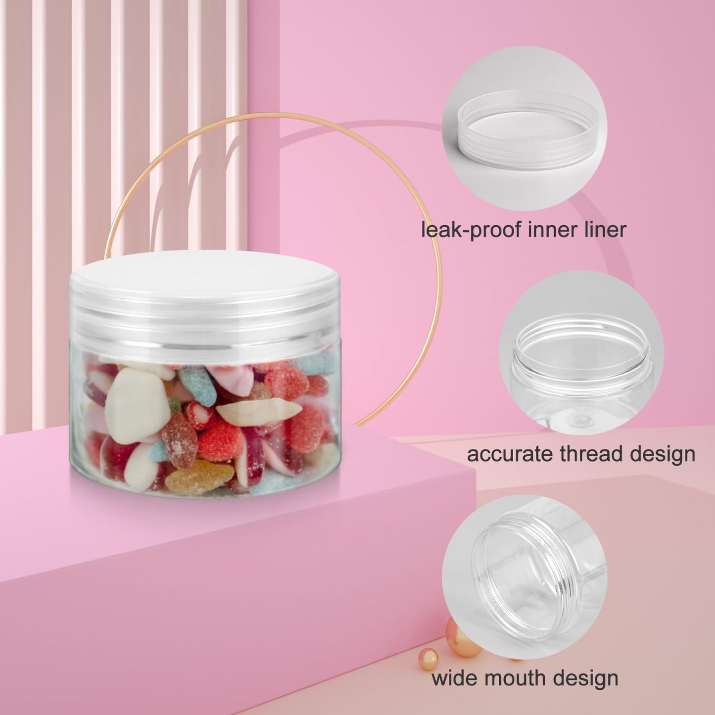 36 Pack 4 OZ Plastic Jars with Lids, BPA Free, Reusable, Refillable Transparent Cosmetic Containers for Bath Salts, Cosmetics, Powders, Beauty Product and Small Accessories - White