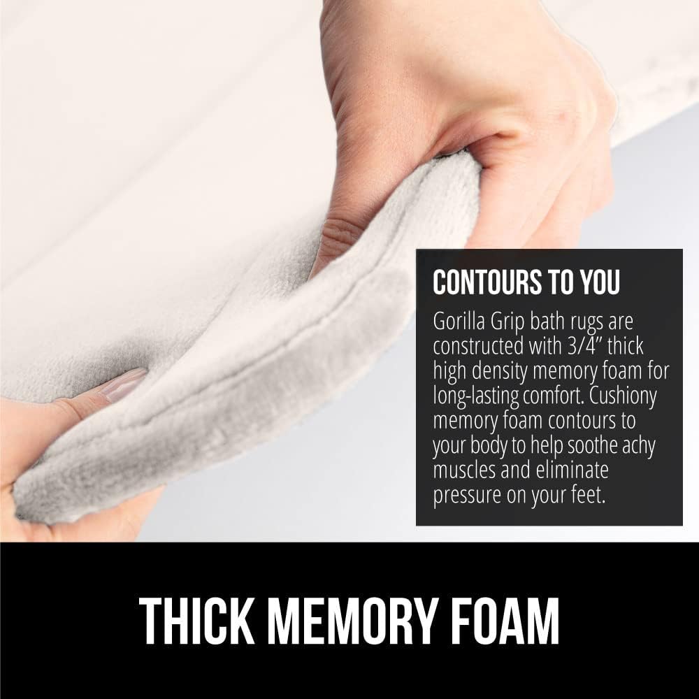 GORILLA GRIP Memory Foam Bath Mat, Soft Absorbent US Designed Bathroom Rug, Gripping Dots Machine Washable Bathmat, Cushioned Floor Mats, Shower Sink Rugs Room Décor Accessories, 30x20 Cream
