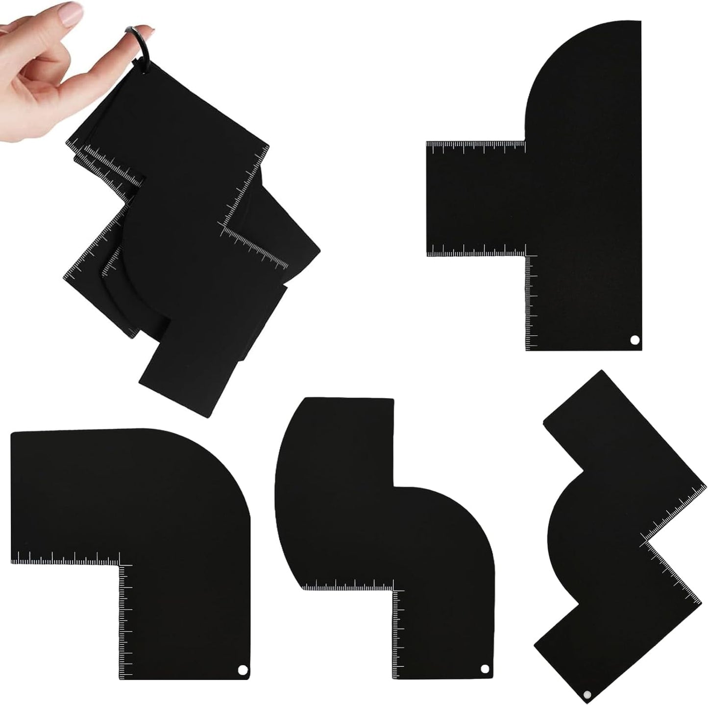 Enhancement Card for Barbers with Measurement Indicators, Reusable Barber Hairline Shaping Tool, Hairline Maker Guide for Barbers, Color Spray Edge Line Up Tool for Men(Black)