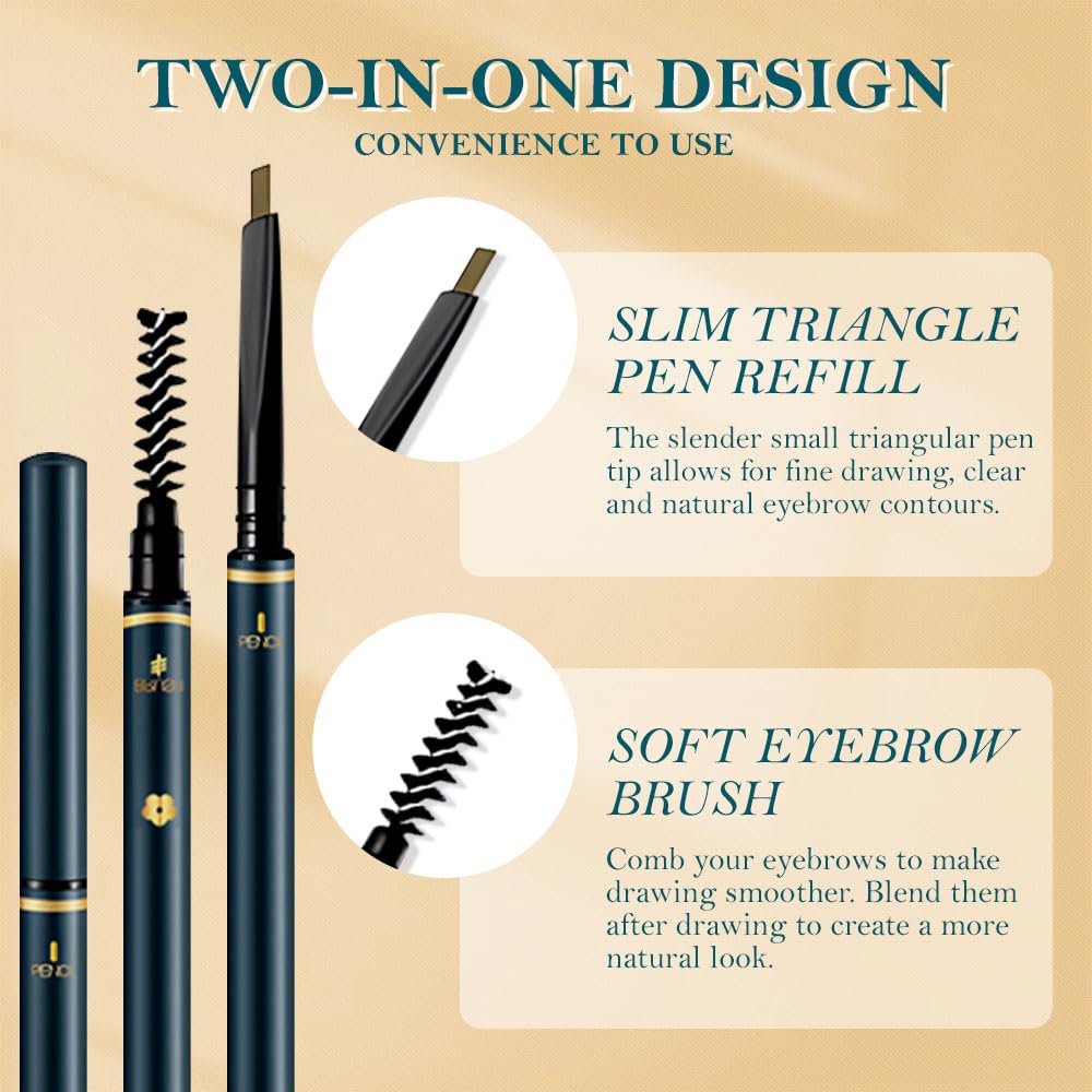 5 Pcs Waterproof Professional Makeup Micro Brow Pencil, Light Coffee Brow Kit with Eyebrow Brush, Ultra-Fine Mechanical Pencil, Eyebrow Pencils for Women(C02#Light Coffee, 5Pcs)