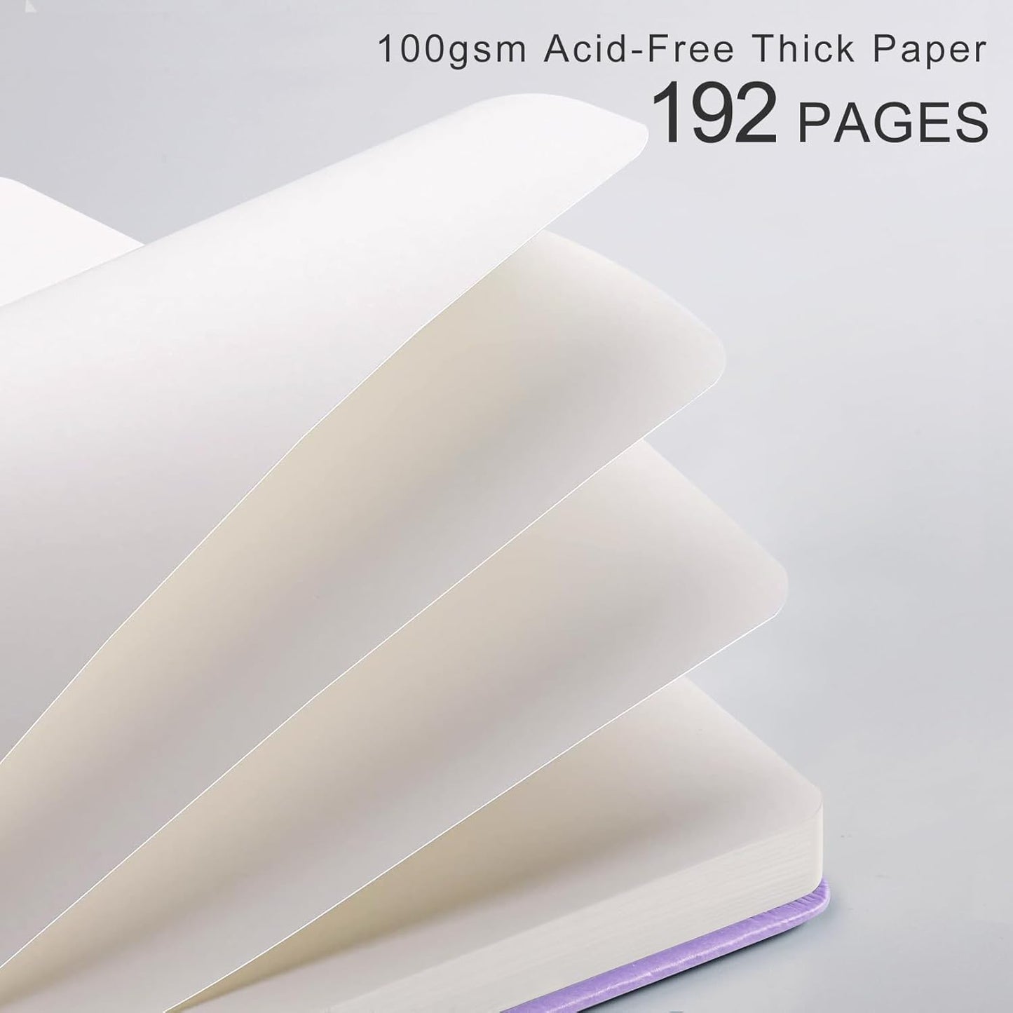 Plain Journal for Women Men, 192 Pages A5 Notebook Journal, Hardcover Notebook with 100Gsm Thick Pages, Leather Note Book for Writing, Travel, Business, Office, Prayer 5.7 x 8.3, Light Purple