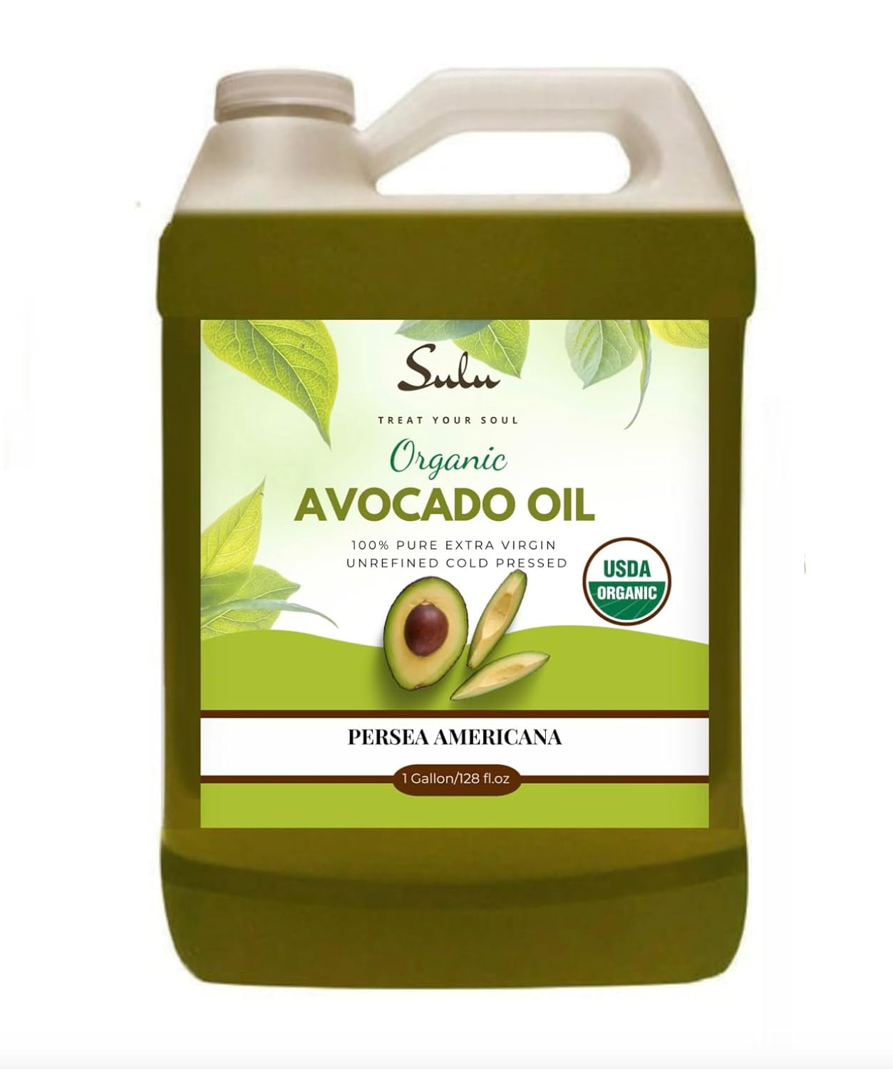 USDA Certified Organic Cold Pressed Unrefined Raw Avocado Oil - 1 Gallon/128 fl.oz