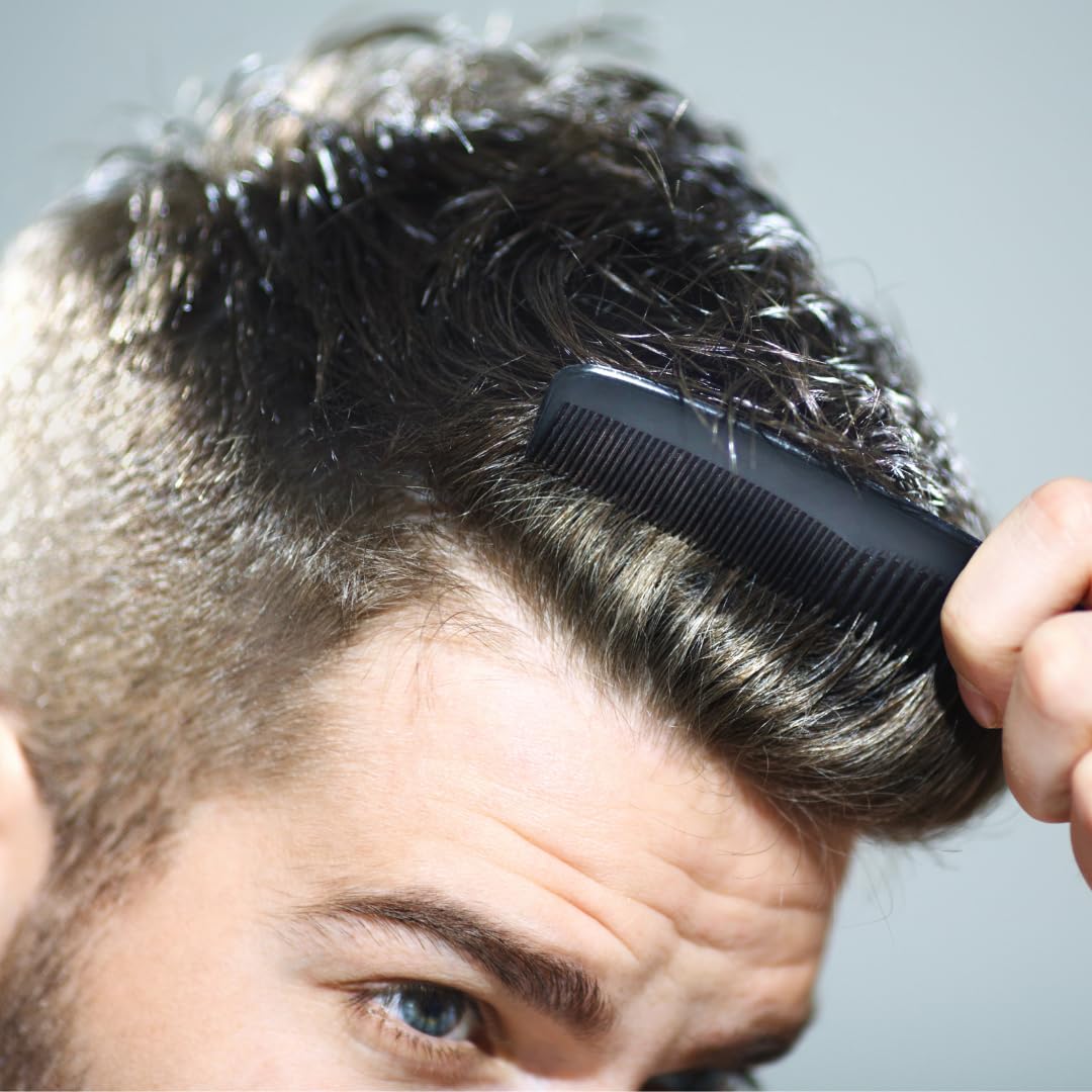 G.B.S (15 Pack) Pocket Comb Black Unbreakable Round Teeth Course Fine Pocket Beard & Mustache Combs for Men's Hair (Black, 5 Inch (Pack of 15))