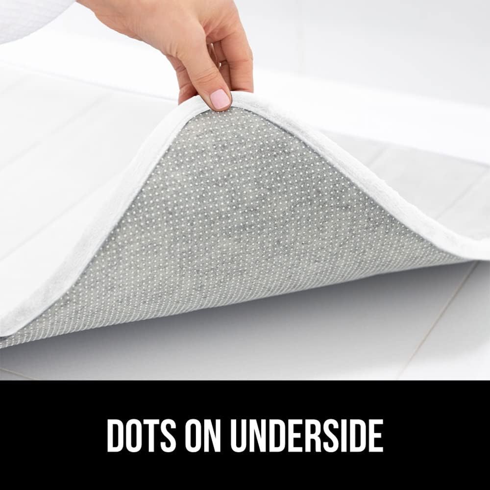 GORILLA GRIP Memory Foam Bath Mat, Soft Absorbent US Designed Bathroom Rug, Gripping Dots Machine Washable Bathmat, Cushioned Floor Mats, Shower Sink Rugs Room Décor Accessories, 42x24 White